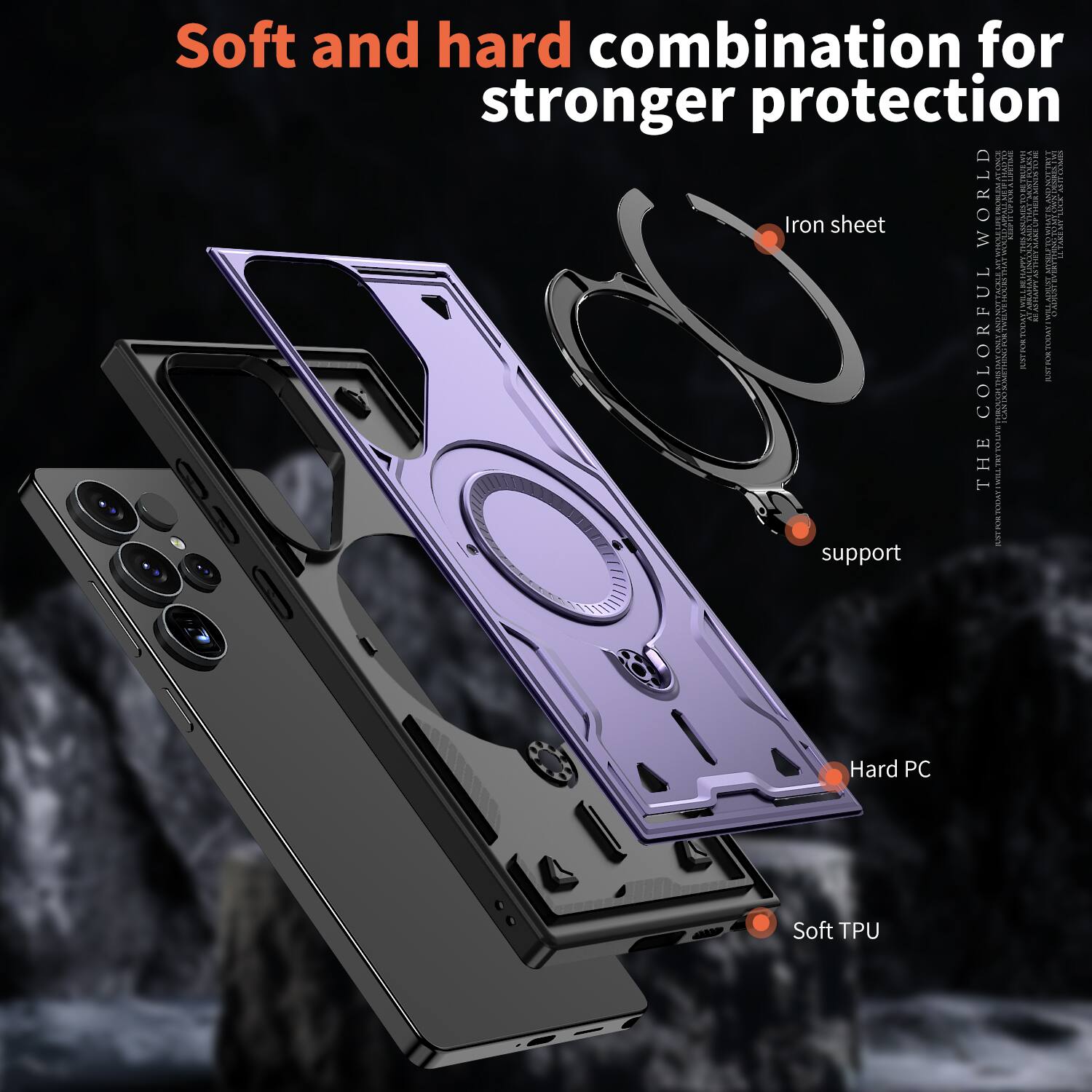 Soft and hard combination for stronger protection

Iron sheet

Hard PC

Soft TPU