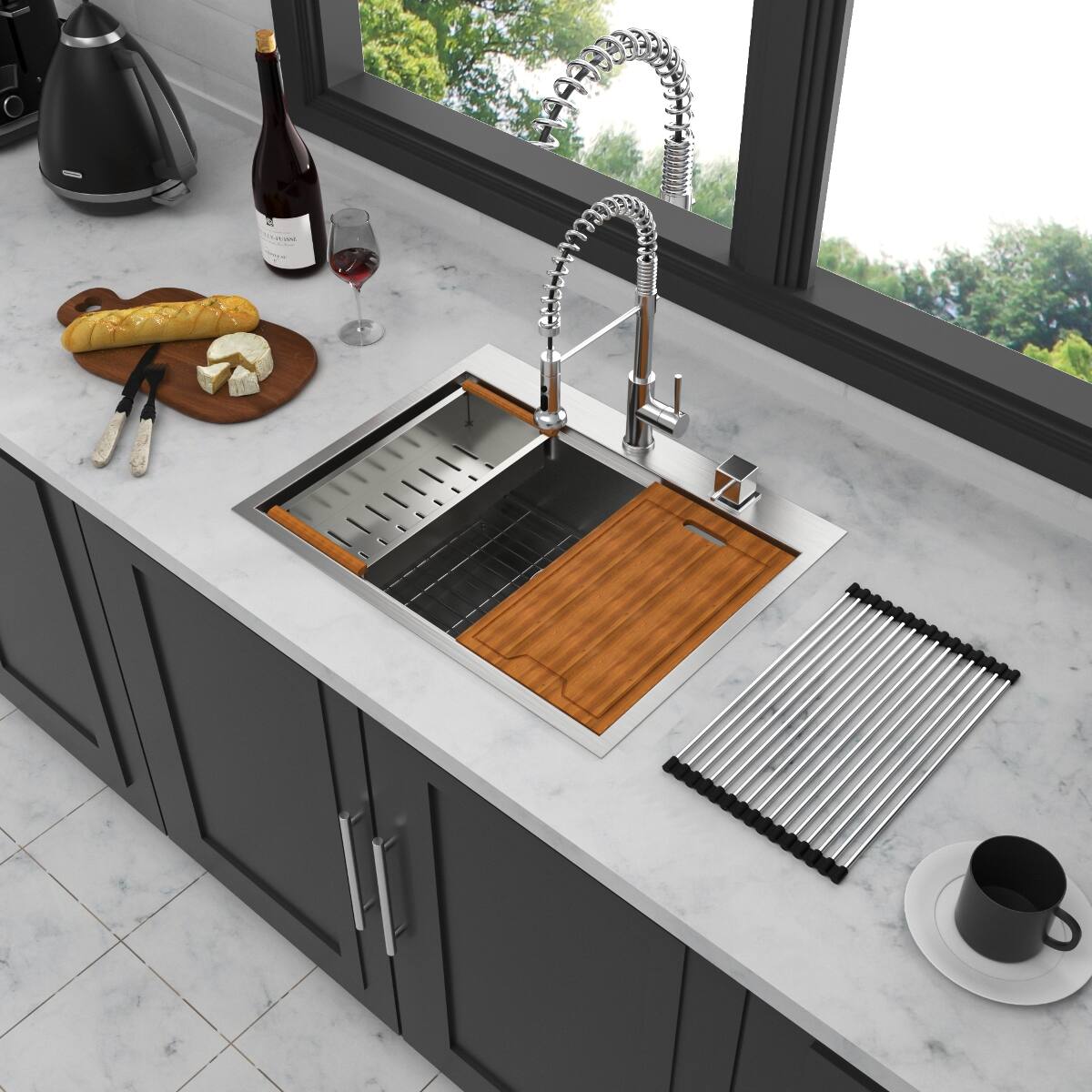 Ropilly 28 Inch Drop In Kitchen Sink, 16 Gauge Stainless Steel Sink ...