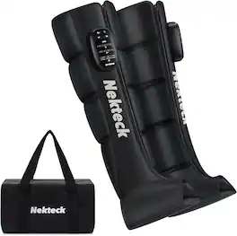 Nekteck - Cordless Air Compression Full Leg Massager, Rechargeable, 2-Pack - Black