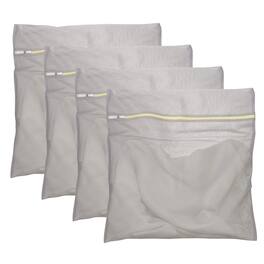 Unique Bargains - 4pcs Mesh Laundry Bags with Zipper Fine Net for Delicates 20x24 Inch for Travel Clothes, Bathroom, Dorm and Bras - Ultra Gray