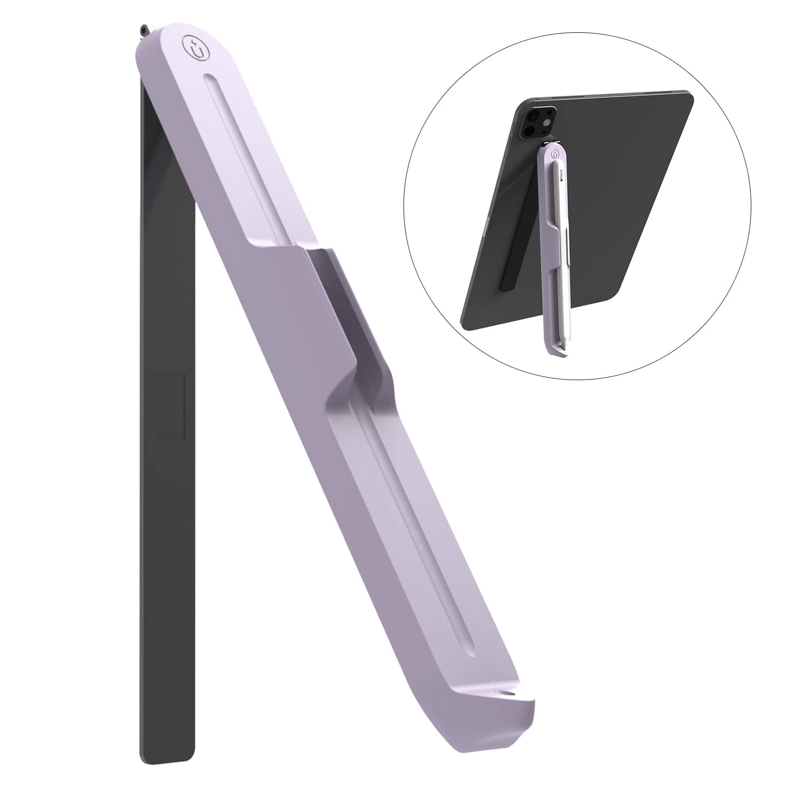 Dteck - Universal Tablet Stand with Stylus Holder, Stick-On Adhesive Desk Tablet Stand Mount - Purple