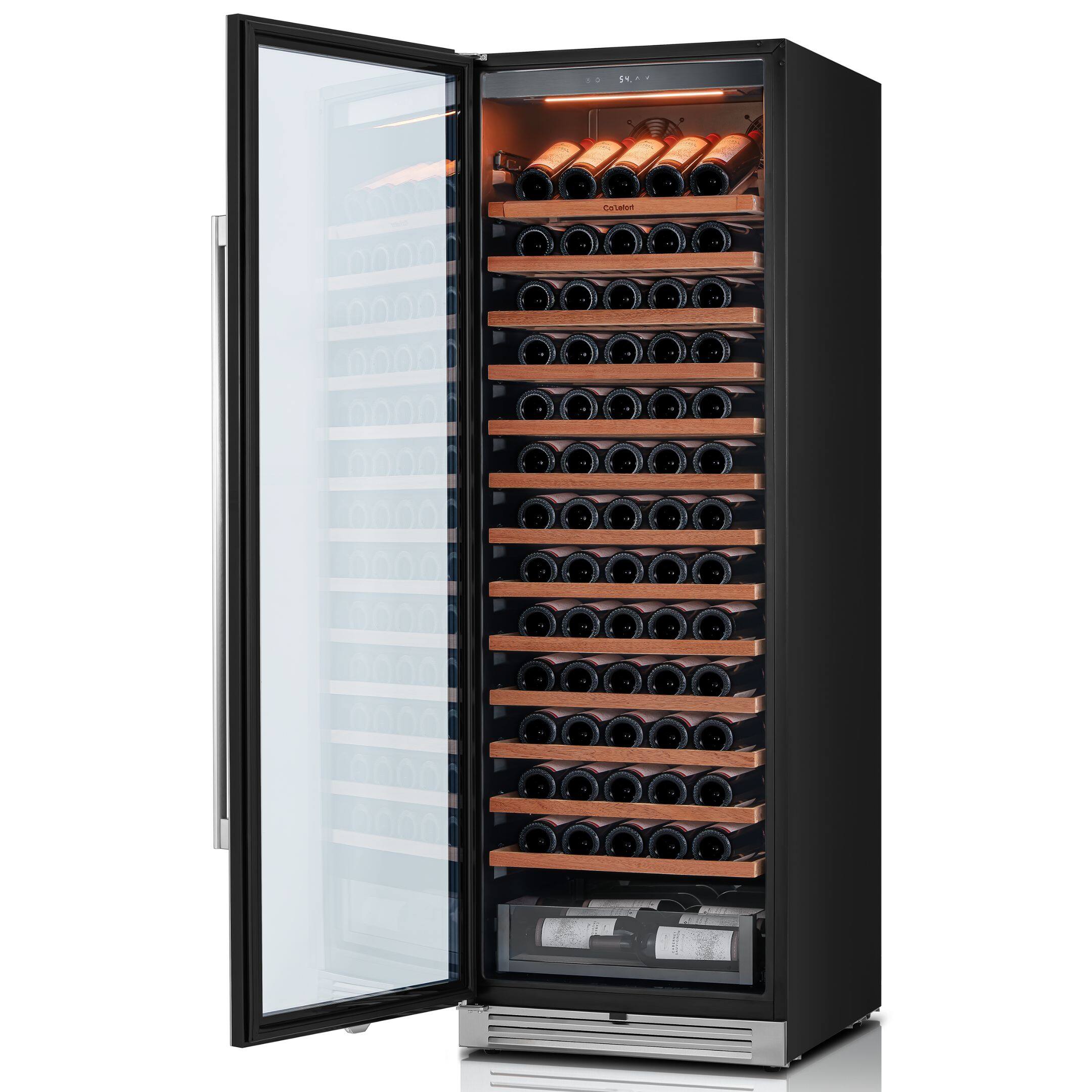 Left. Ca'Lefort - 24 inch Wine Cooler Refrigerator,166-Bottle Freestanding/Built-In Wine Fridge stainless steel for Home,Bar,Office - stainless steel.