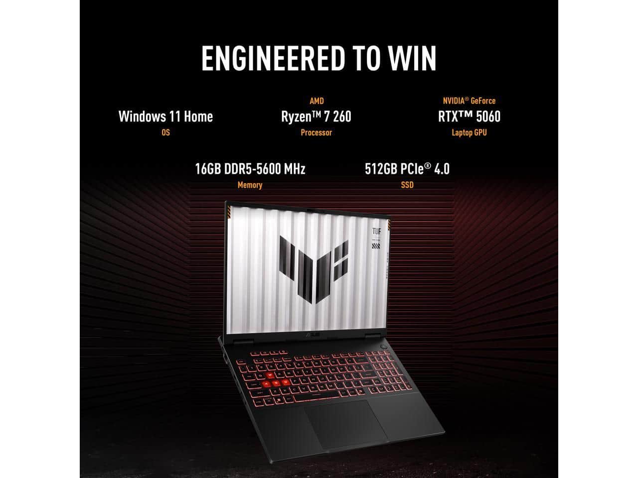 ASUS  TUF Gaming A16 FA608UM-R7R5060 ASUS TUF A16 RTX 5060 Ryzen 7 260 32GB 1.5TB SSD Win 11 165Hz