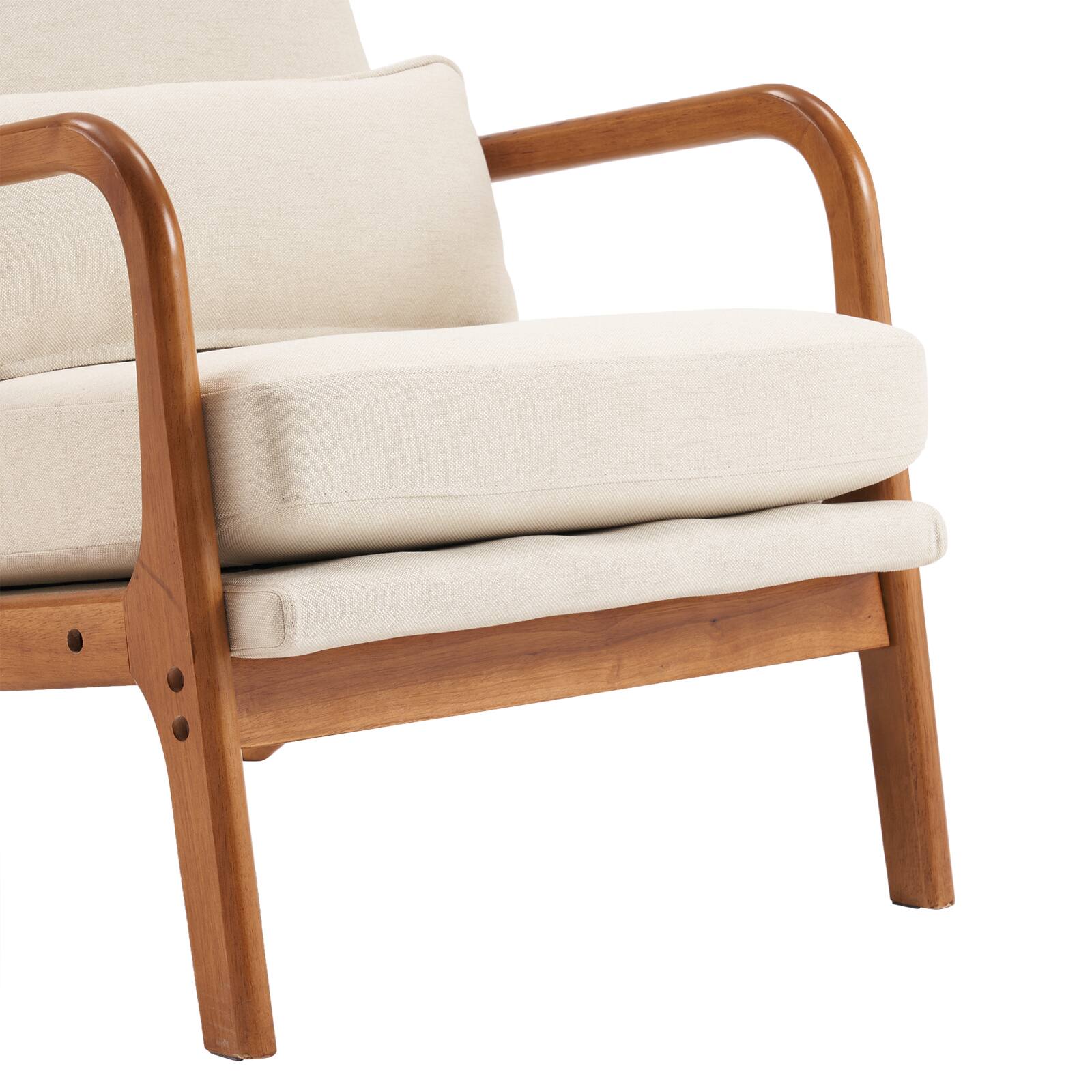 Alt View 7. SlickBlue - Armrest & Backrest Indoor Leisure Chair Comfortable Upholstered Lounge Chair for Home - Beige.