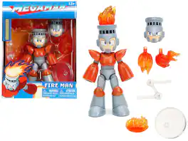Fire Man 5.5" Moveable Figure with Accessories and Alternate Head and Hands "Mega Man" (1987) Video Game model by Jada - Multicolor