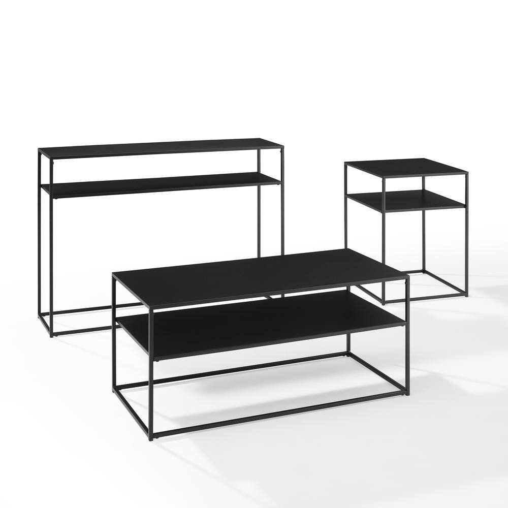 Alt View 4. Crosley Furniture - Braxton 3-Piece Coffee Table Set - Coffee Table - Matte Black.