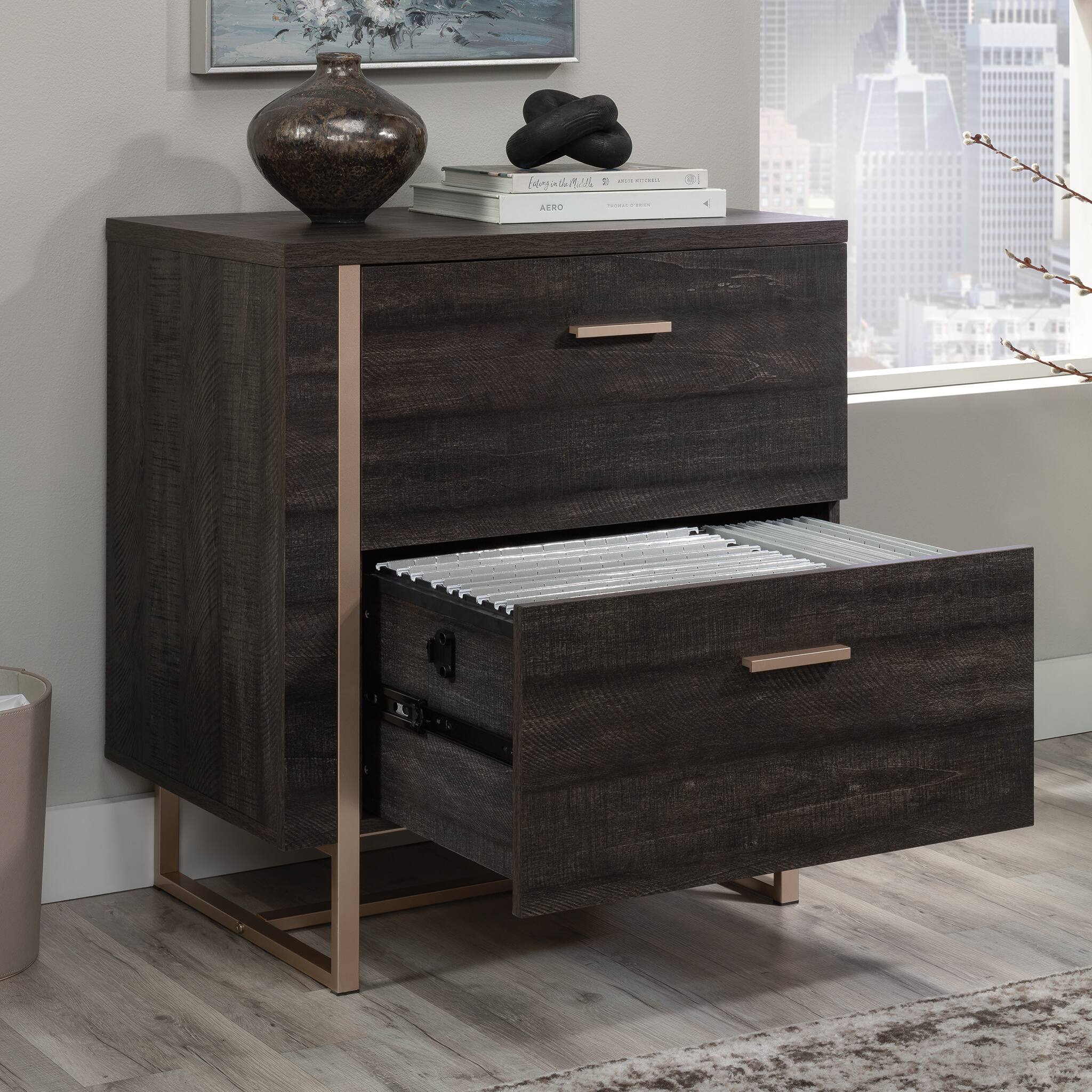 Alt View 12. Sauder - Walter Heights 2-Drawer Lateral File Cabinet - Blade Walnut.