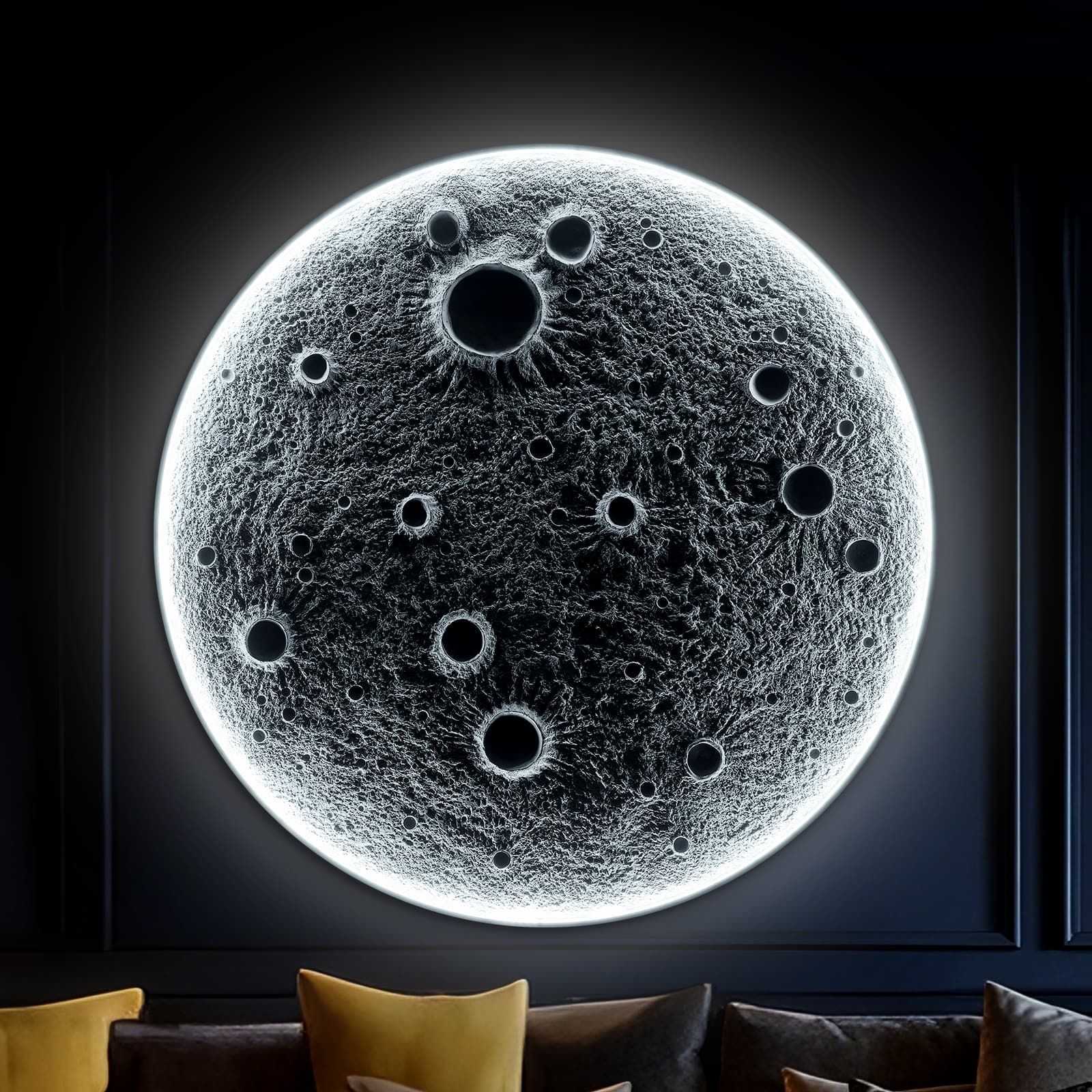 TinyHomie - 32 Inch Realistic Resin Moon Wall Light Plug In Dimmable LED Sconce with Remote Control