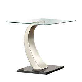 Manhattan Lane - Glass Top End Table with Curved Pedestal Base - Black and Gray