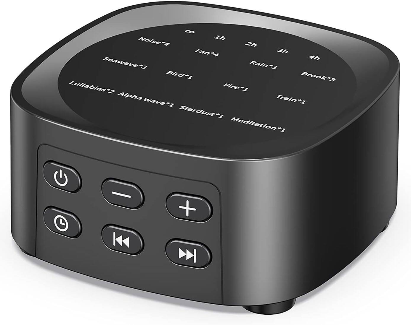 0 Noise*4  
1h 2h Fan*4  
3h 4h Seawave*3 Rain*3 Bird*1 Brook*3  
Lullabies*2 Fire*1 Alpha wave*1 Train*1 Stardust*1 Meditation*1  
- + I