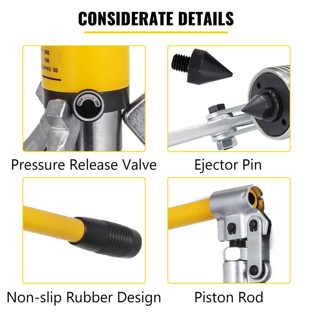 CONSIDERATE DETAILS

- Pressure Release Valve
- Ejector Pin
- Non-slip Rubber Design
- Piston Rod