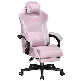 GTPlayer - Gaming Chair with Extended Backrest Fabric Computer Chair - Pink