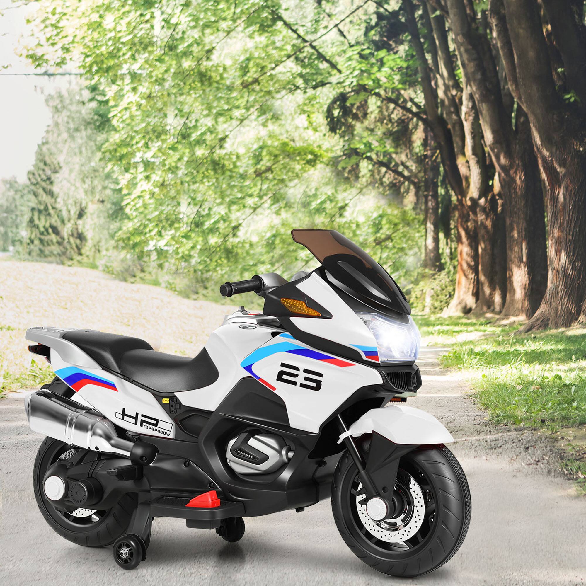 Alt View 2. Gymax - Gymax 12V Electric Kids Ride On Motorcycle w/ Training Wheels White - White.