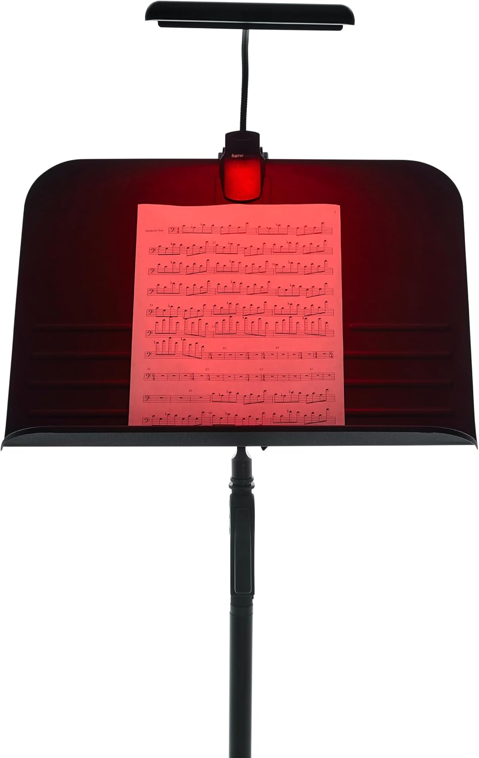Alt View 2. Gator Frameworks - Clip-on Red LED Music Stand Lamp with Adjustable Gooseneck and Dual Power Options.