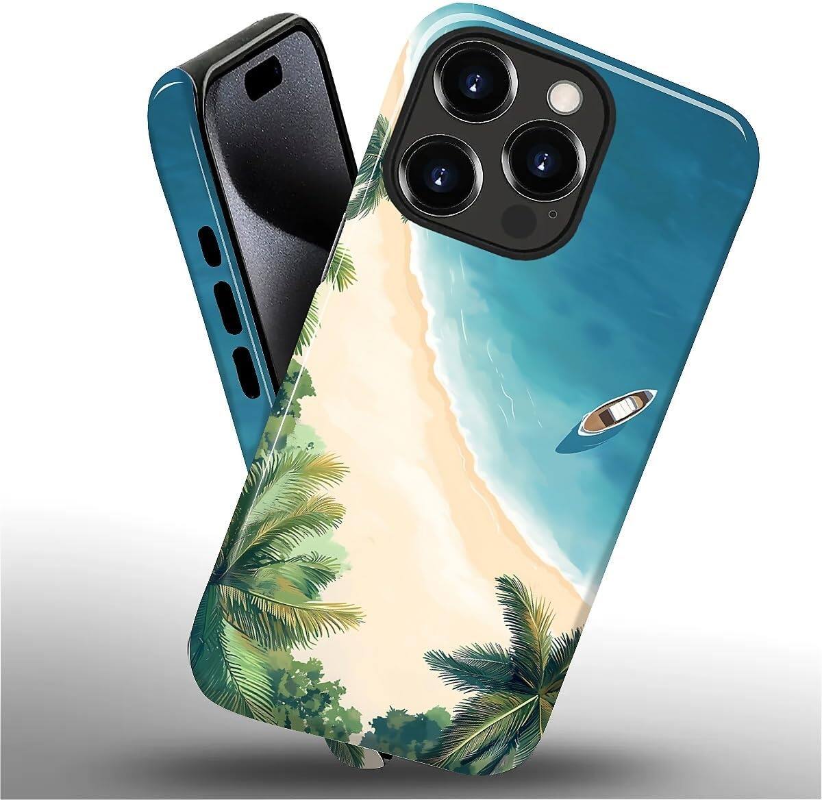 Alt View 2. Finnhomy - Smartphone Case for iPhone 15 Pro Dual Layer Protective Phone Case Shockproof Anti Slip Slim Cover - Summer Beach.