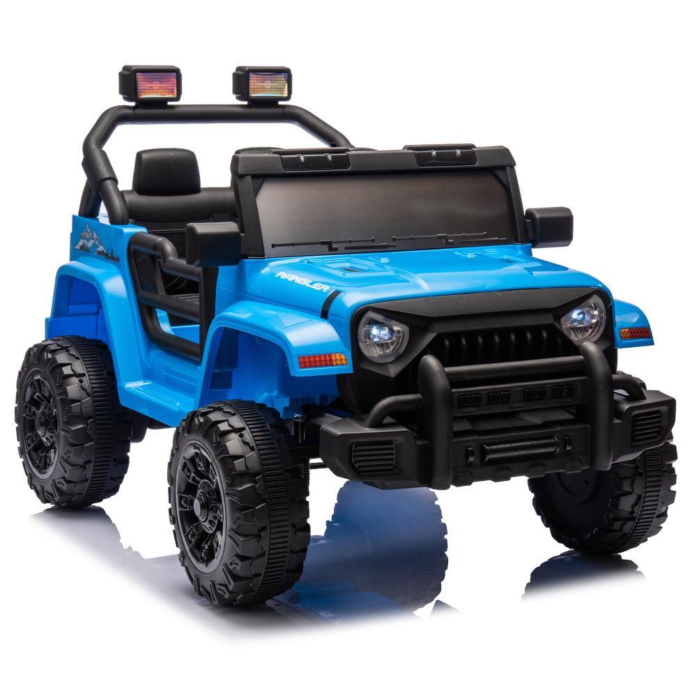 Back. BreeBe - 12V Kids Electric ride on Car w/ Remote Control, Dual Drive, 4-Wheel Suspension, Music, Bluetooth, USB,Age 2–4 - Blue.