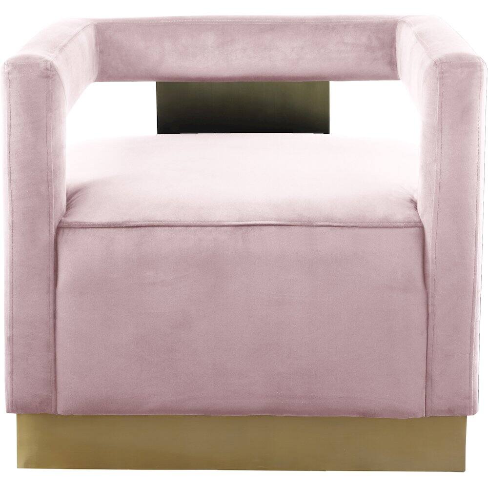 Alt View 3. Meridian Furniture - Armani Pink Velvet Accent Chair - Pink.