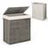 Front. Costway - Hand-woven Rattan Laundry Hamper with Lid Removable Liner Bag 29-Gallon 2-Section - Grey.