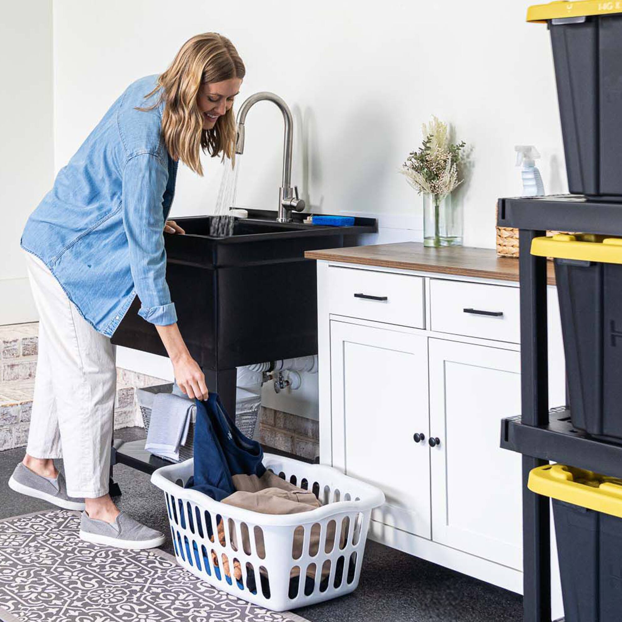 Alt View 2. UTILITYSINKS - Utility Sink Heavy Duty Freestanding Utility Tub Sink, 30 x 24 Inches, Black - Black.