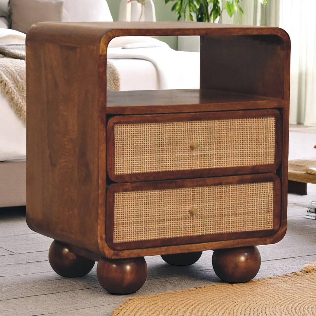 Angle. Artisan Furniture - Artisan Furniture Solid Wood Larissa 2 Drawer Chestnut Nightstand - Chestnut.