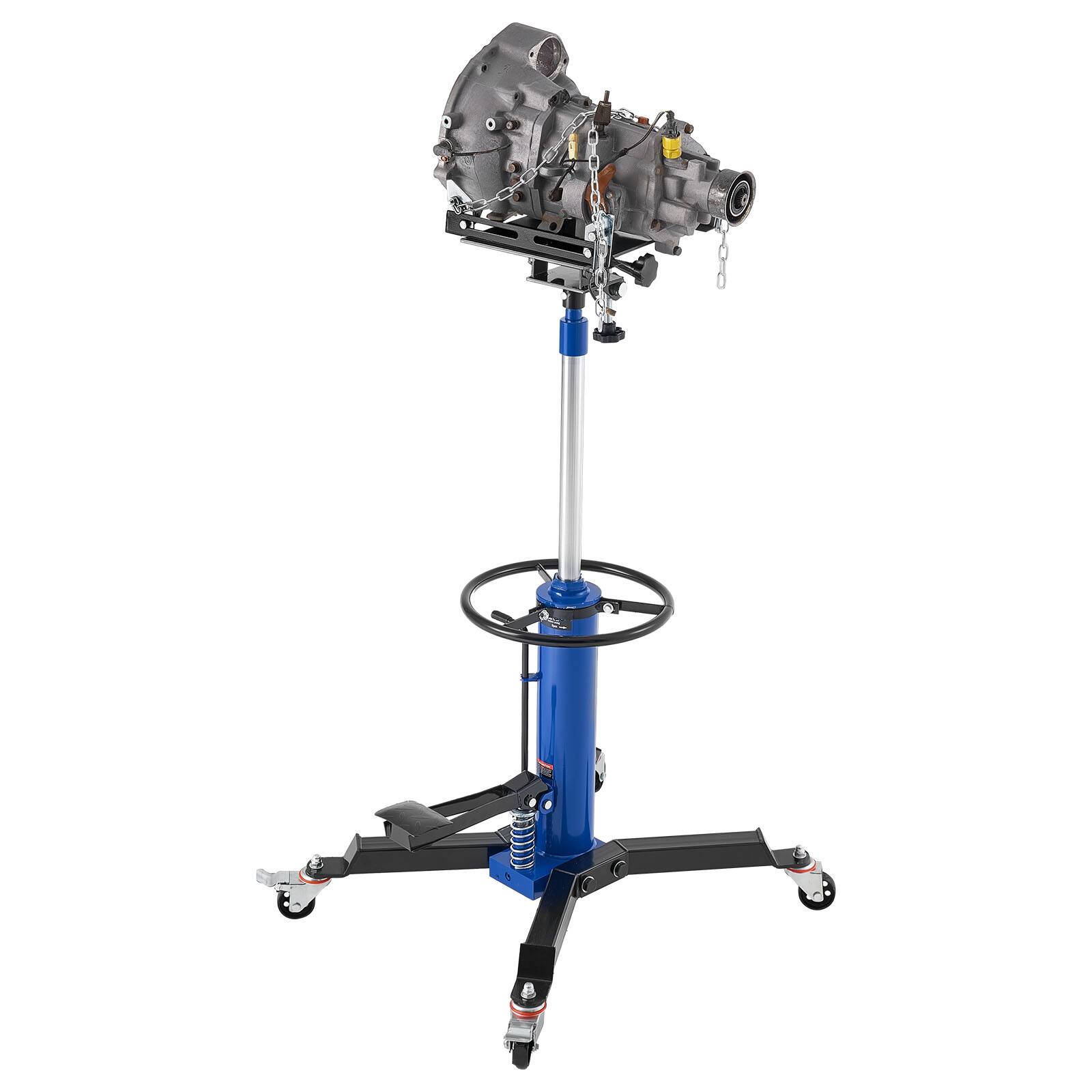 Alt View 5. VEVOR - Hydraulic Transmission Jack, 1660 lbs / 0.75 Ton Lifting Capacity Telescoping Transmission Jack with Foot Pedal - Black;Blue.