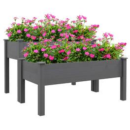 Outsunny - Tier Raised Garden Bed, Wooden Elevated Planter Box with Legs - Gray