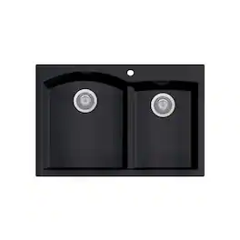 Alfi - 33" Double Bowl Drop In Granite Composite Kitchen Sink - Black