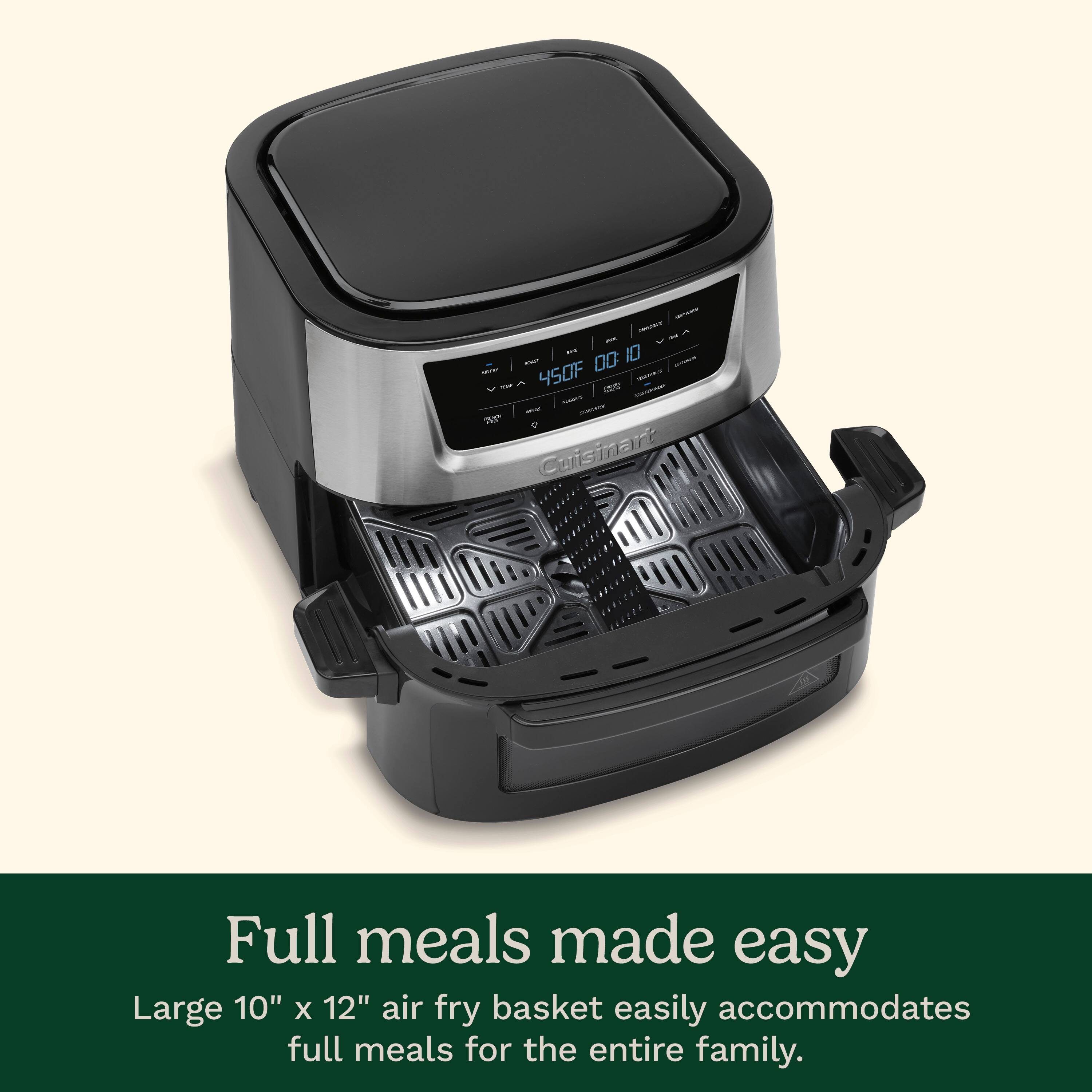 Cuisinart Full Meals Made Easy Large 10" X 12" Air Fry Basket Easily Accommodates Full Meals for the Entire Family.