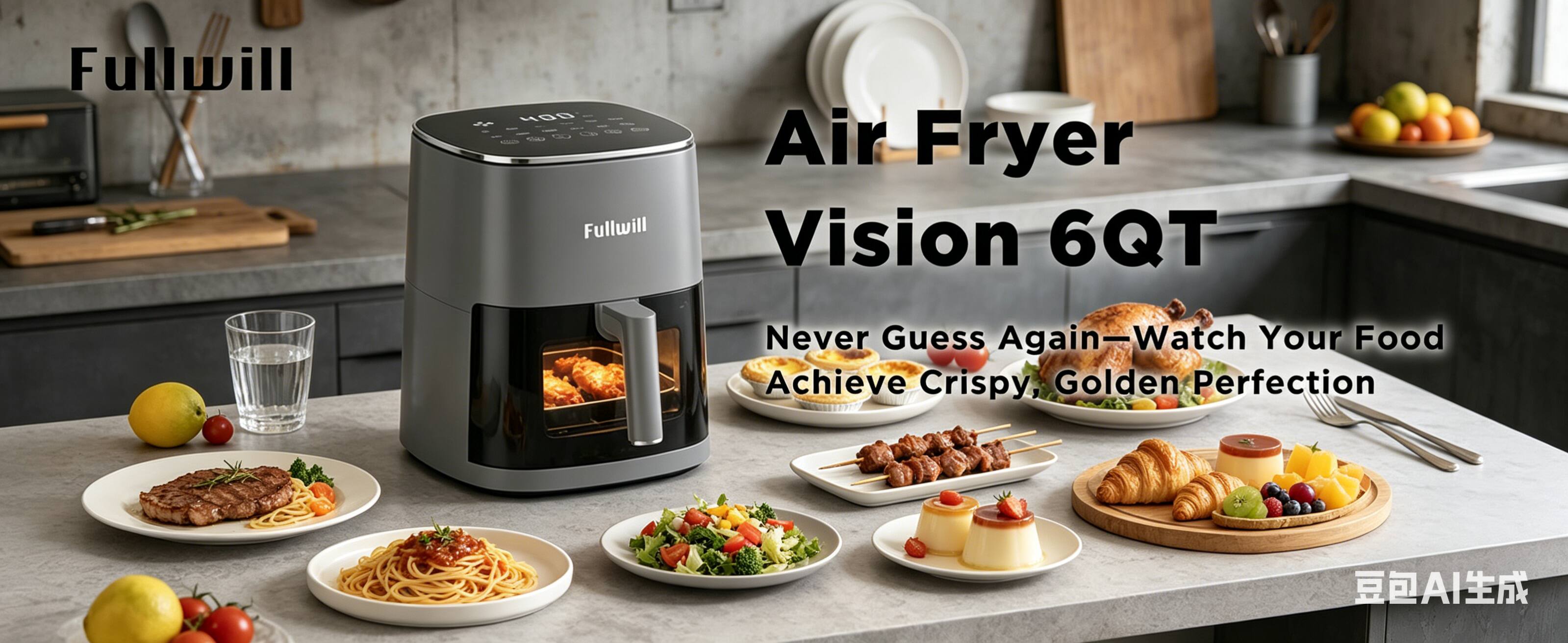 Fullwill Air Fryer Vision 6QT  
Never Guess Again—Watch Your Food Achieve Crispy, Golden Perfection