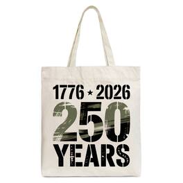 OrnamentallyYou - USA 250 Years Anniversary Tote Bag, 4th of July Patriotic 1776–2026 Gift Shopper - Beige