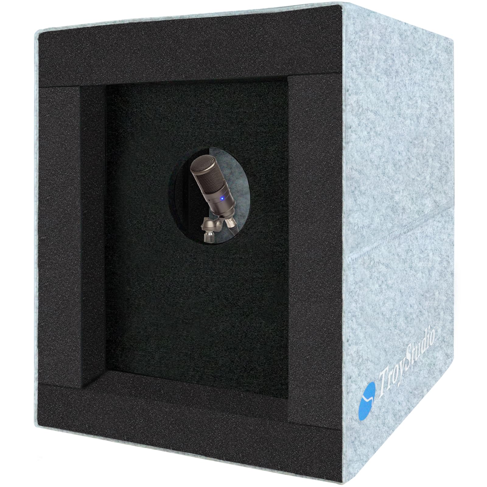 Front. METALTON - Enclosed Vocal Booth Microphone Isolation Shield Foldable Reflection Filter With Acoustic Foam Panels - Default.
