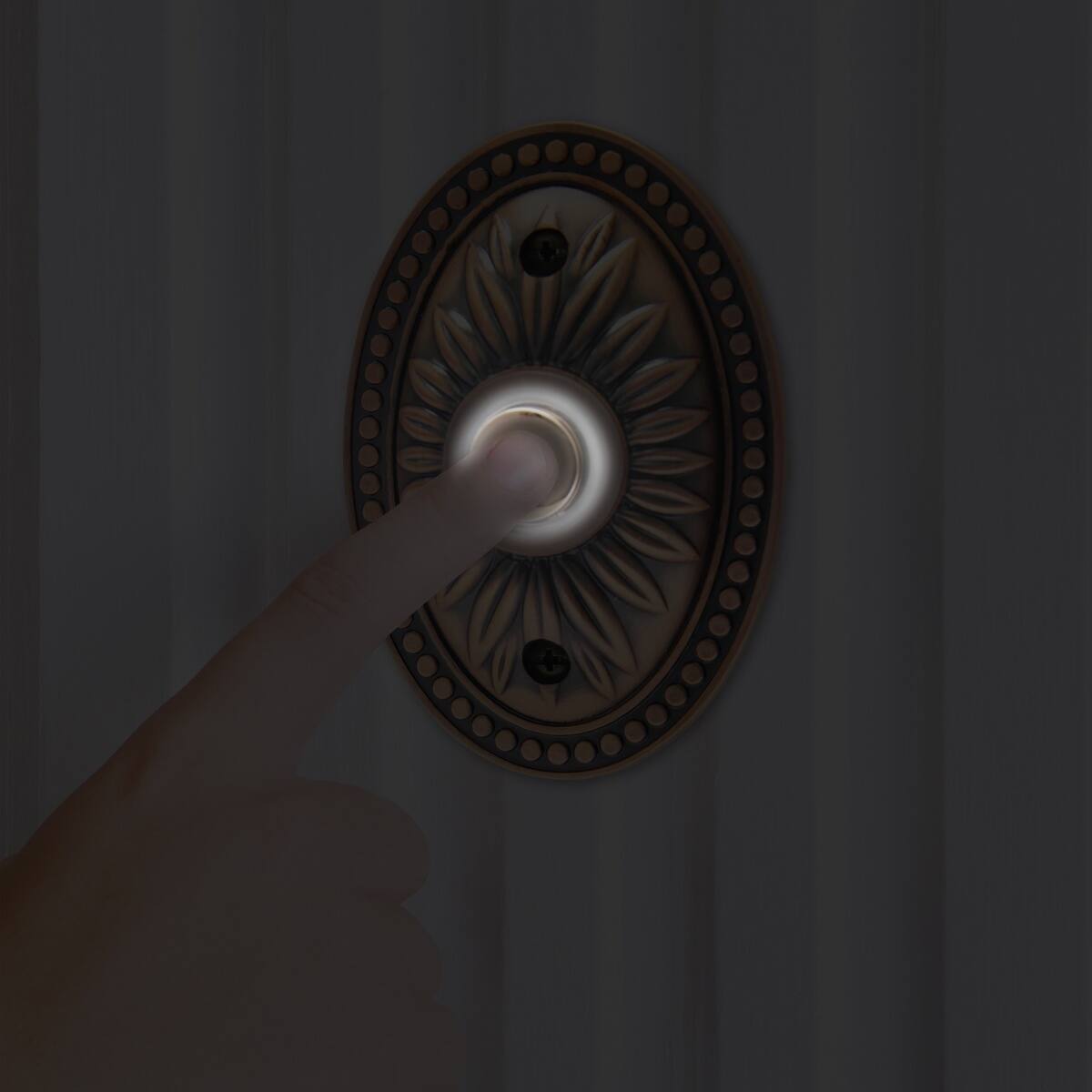 Alt View 1. IQ America - IQ America Over-sized Wired Antique Copper Bronze Lighted Pushbutton Doorbell - Bronze.