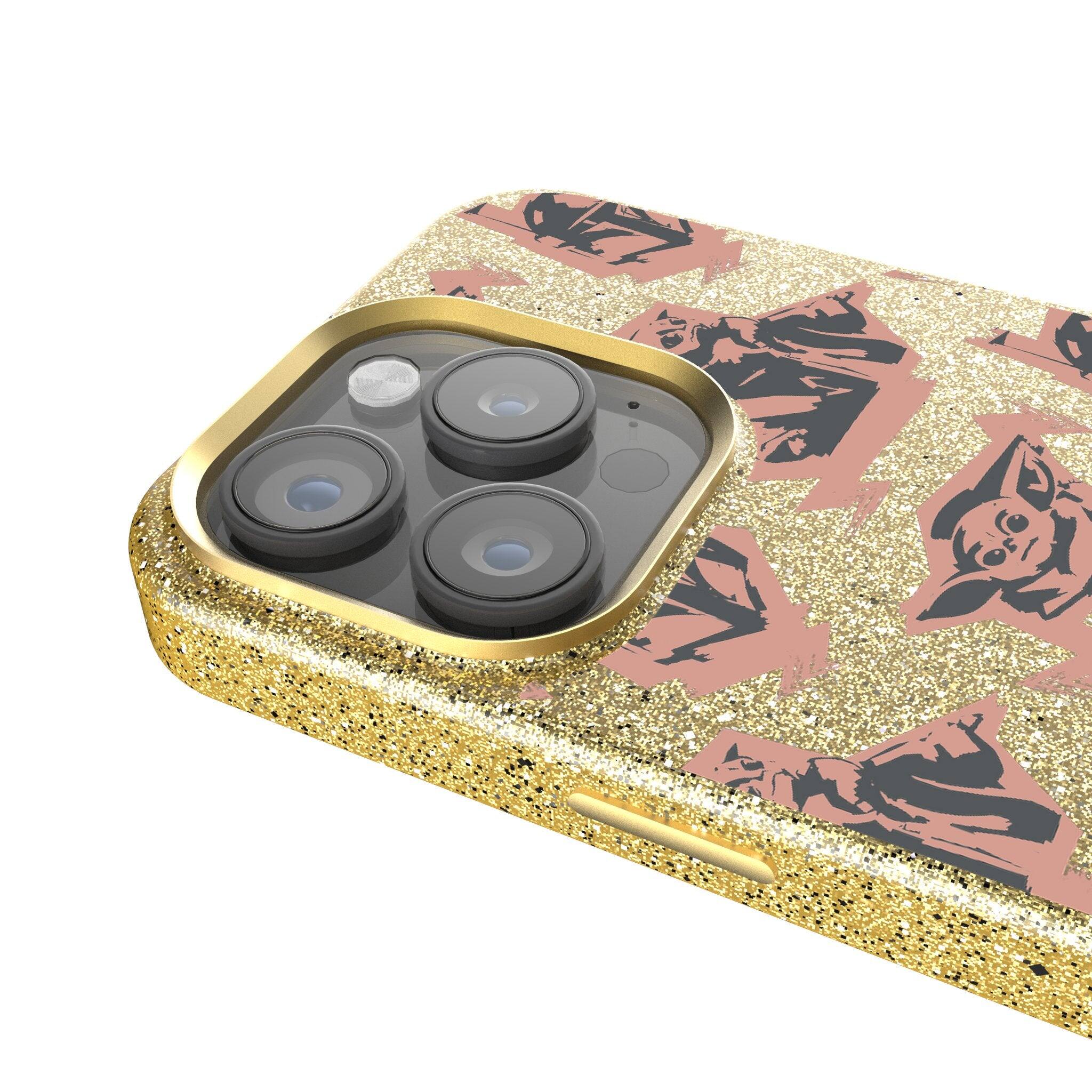 Keyscaper Star Wars: The Mandalorian Pattern Gold Bling Phone Case