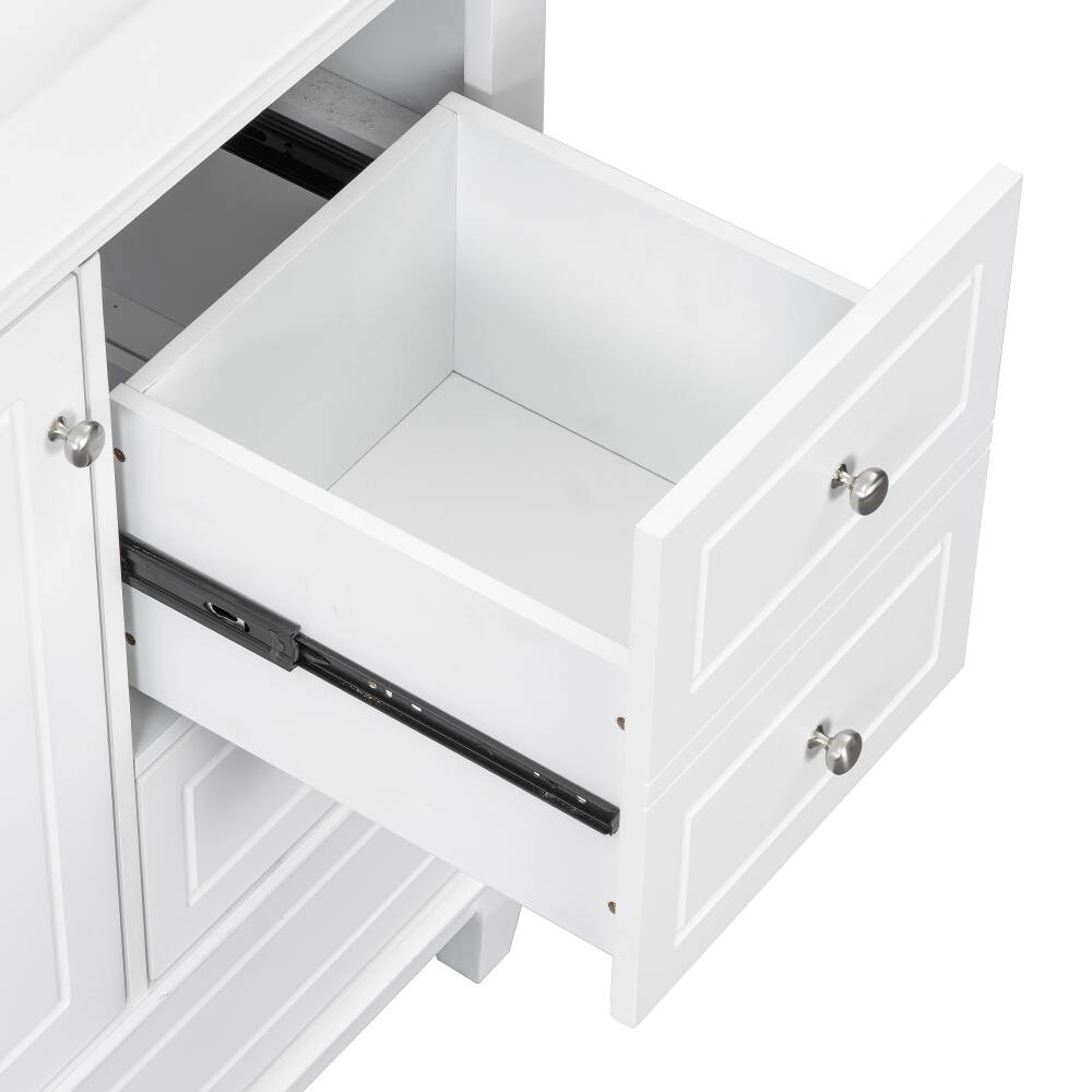 Alt View 4. Loheer - Loheer 36 inch bathroom vanity White Freestanding Cabinet with Ceramic Sink and 3 Drawers - White.