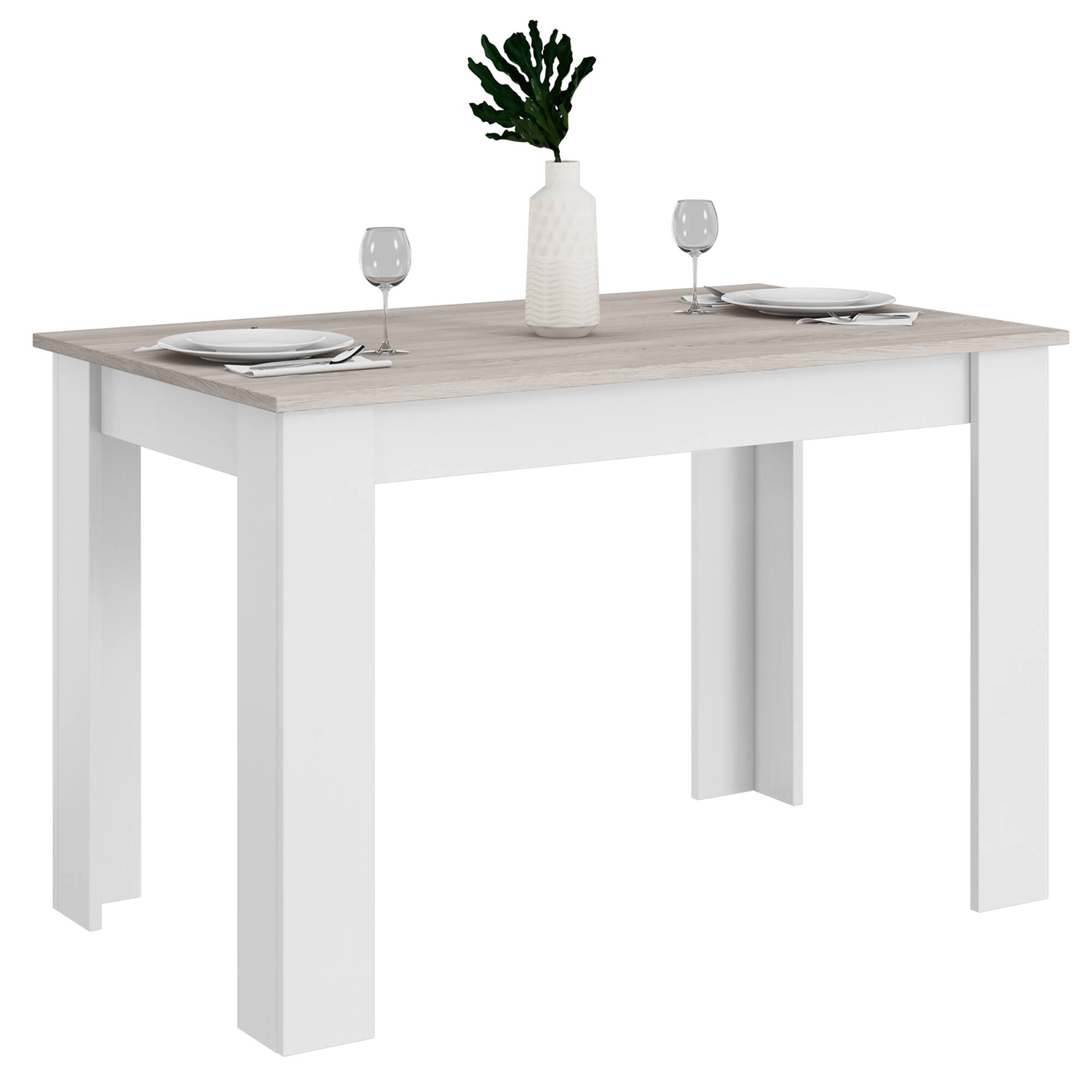 Front. Costway - Dining Table 47 Inch Kitchen Dining Table Rectangular for Small Space - Light Gray.