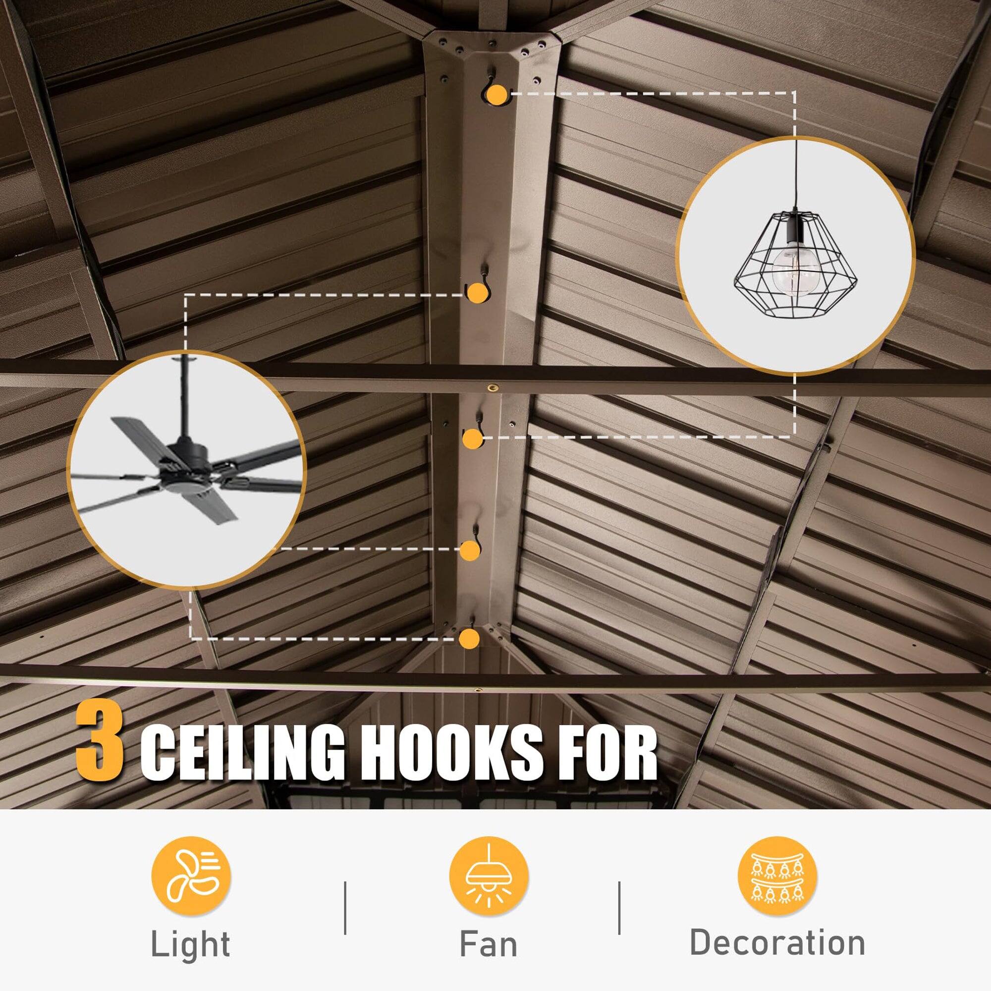 3 CEILING HOOKS FOR Light, Fan, Decoration