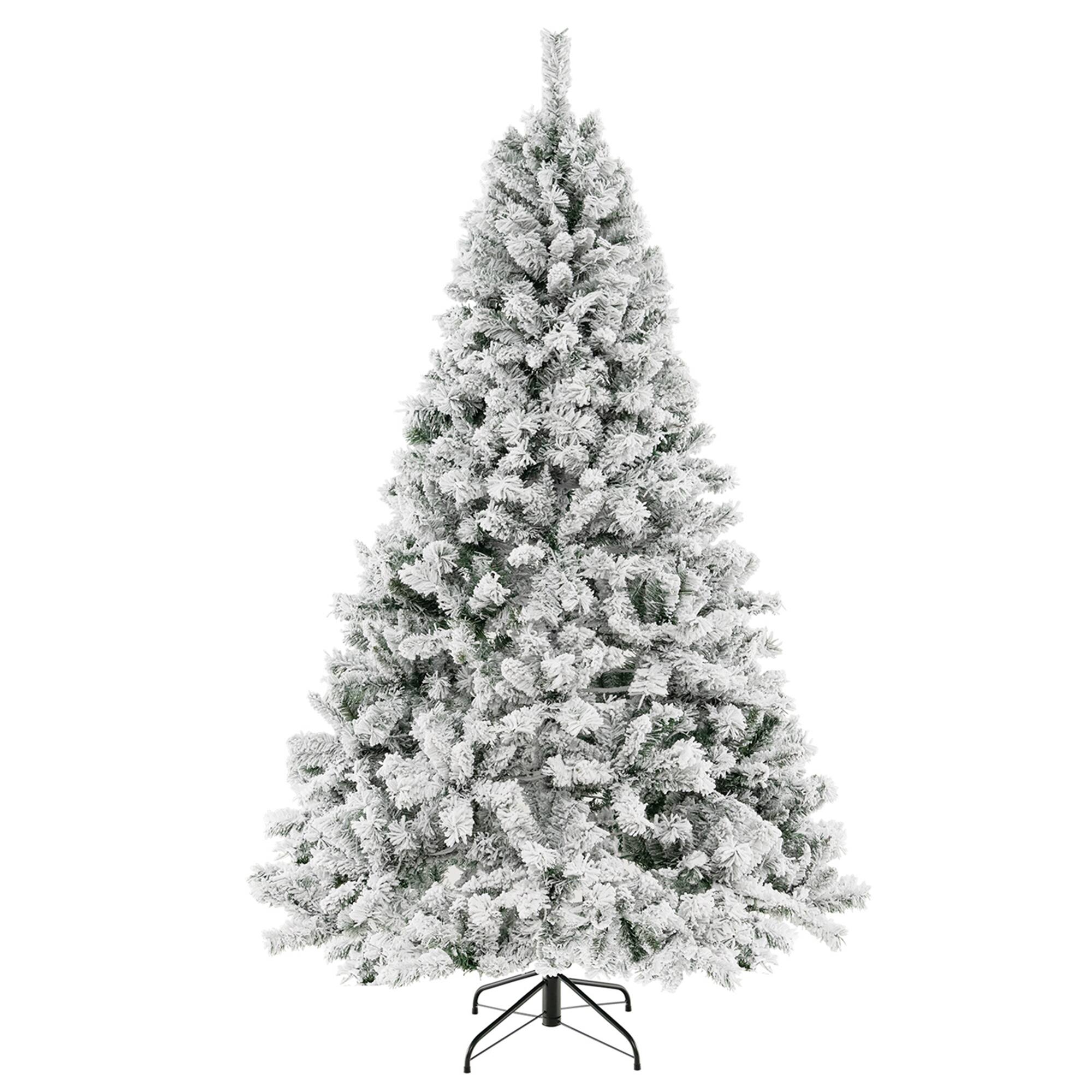 Alt View 19. Costway - 7 FT Pre-Lit Christmas Tree 3-Minute Quick Shape Flocked Decor with 450 LED Lights - Green/White.