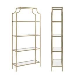 FurniFact - Freestanding Shelf with Finish and Anti-Tip Hardware - Soft Gold
