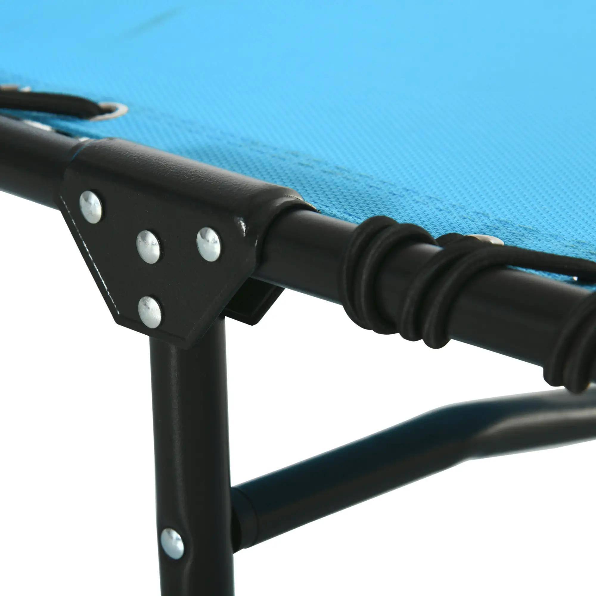 Alt View 6. Spaco - Spaco Foldable Chaise Lounge,4-Pos Recline,Trifold Portable,Breathable Mesh - Light Blue.