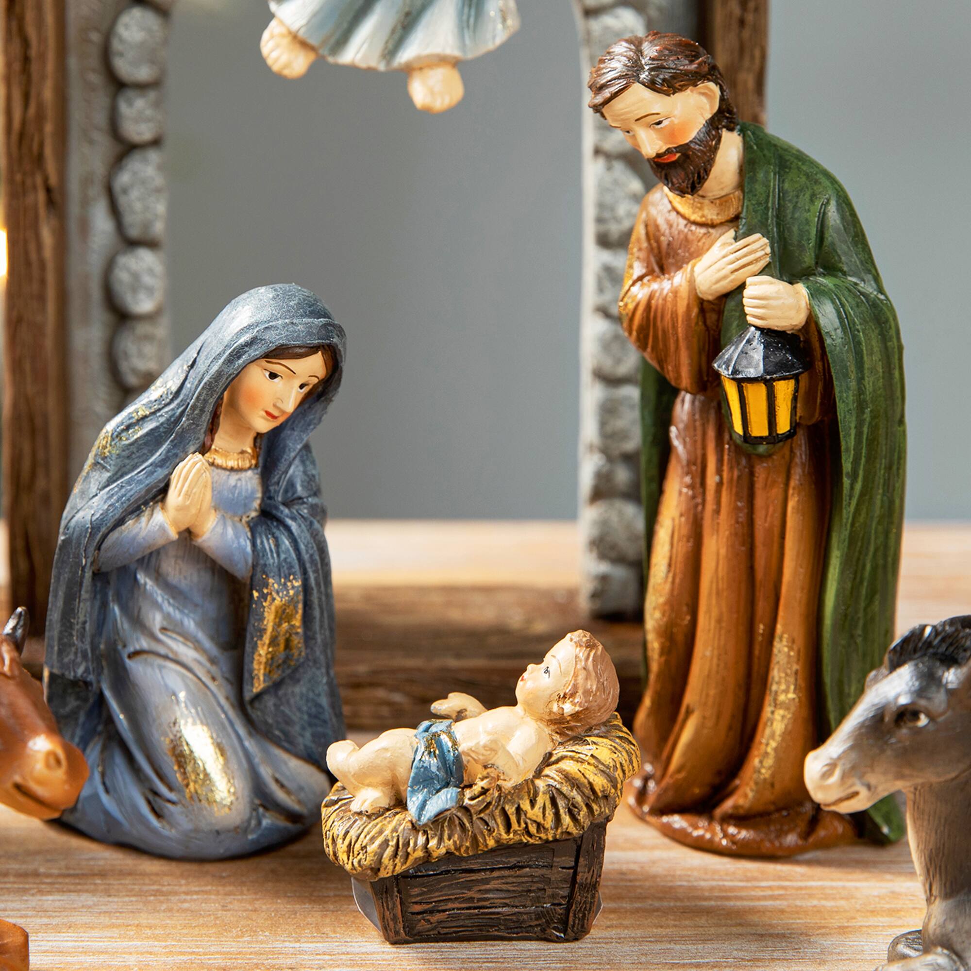 Alt View 5. Glitzhome - 11pcs Resin Nativity Figurine Set (KD) - Multi-Colored.