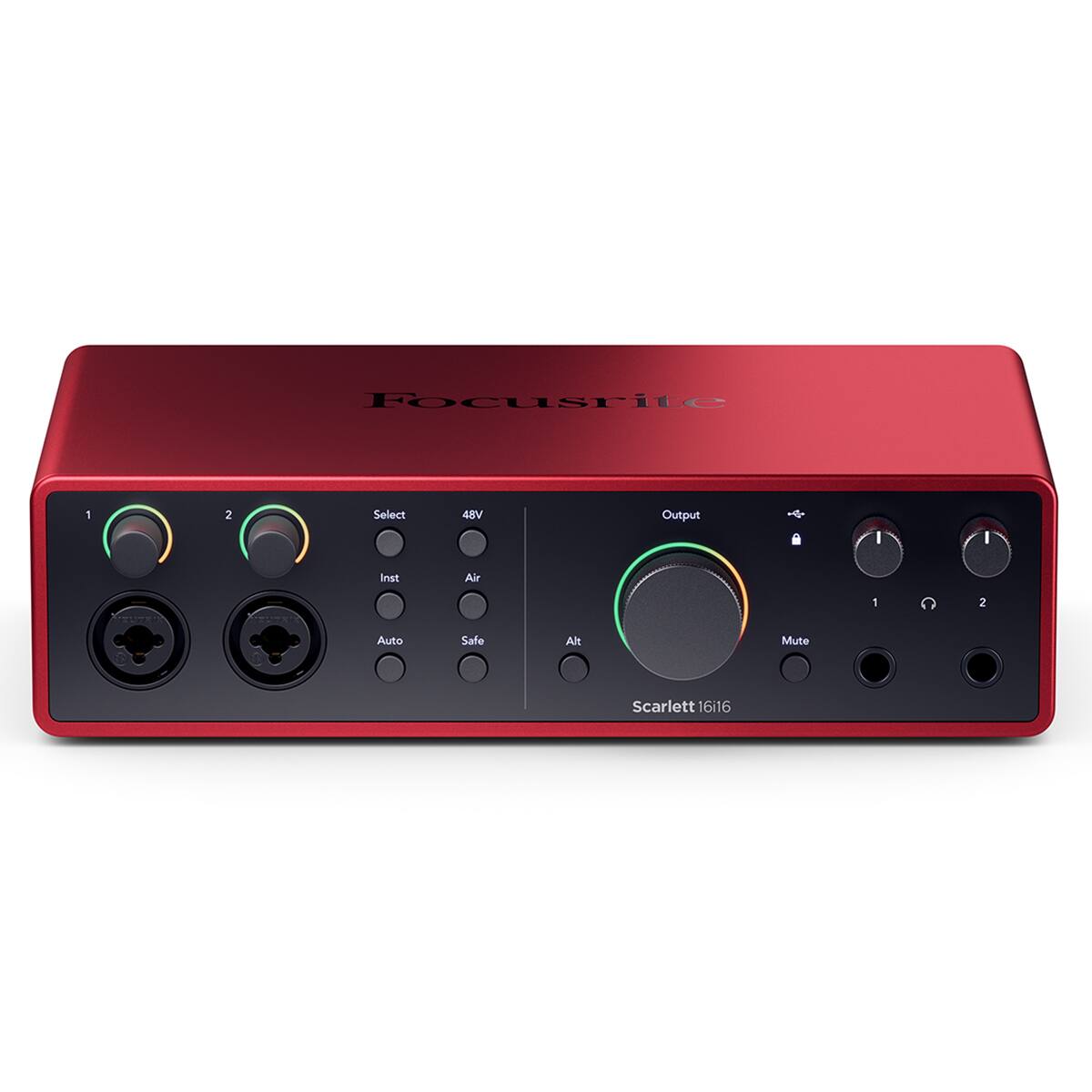 Focusrite Scarlett 16i16

1 2 Select 48V Output - Inst Air ROR 1 2 Auto Safe Alt Mute