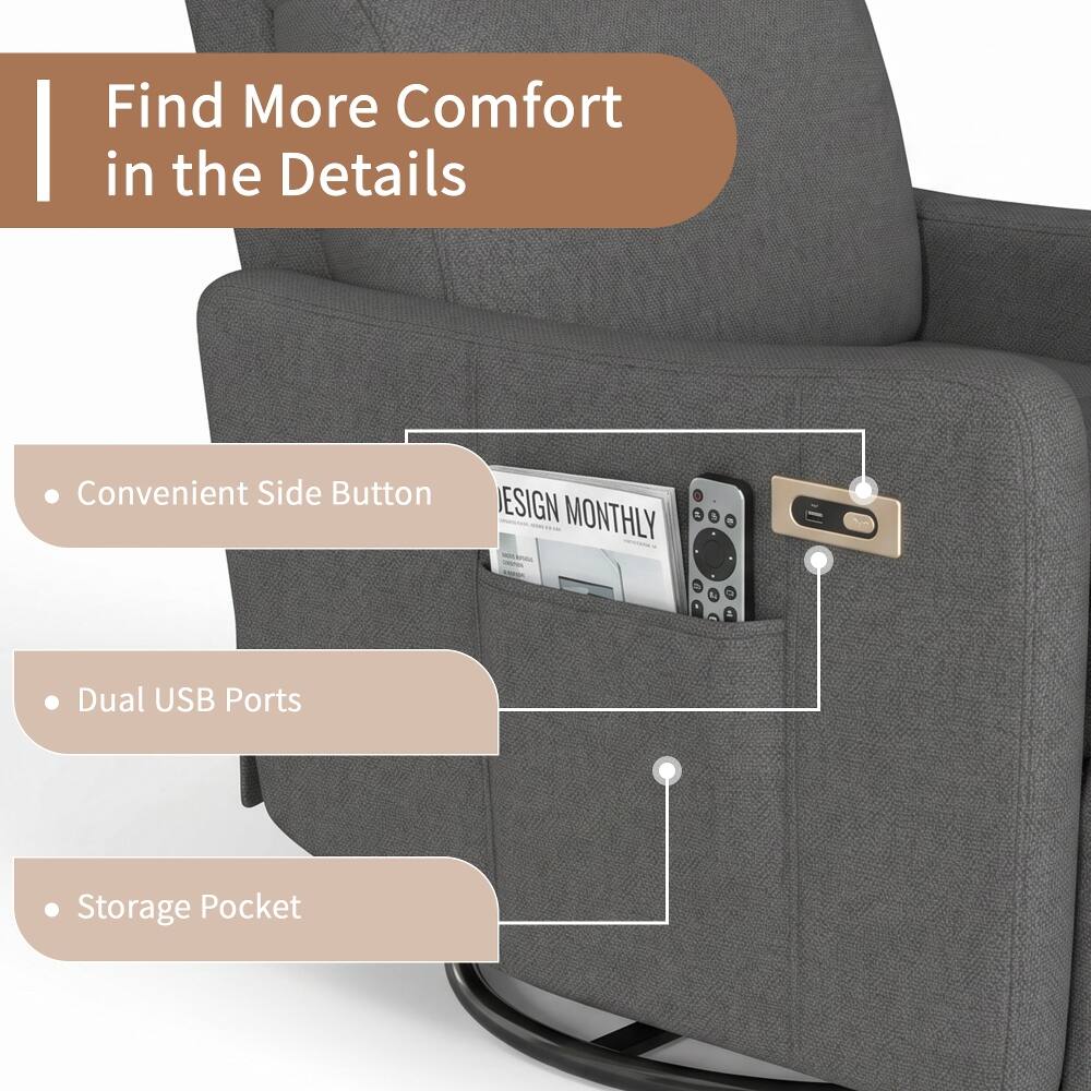 Find More Comfort in the Details

- Convenient Side Button
- Dual USB Ports
- Storage Pocket
