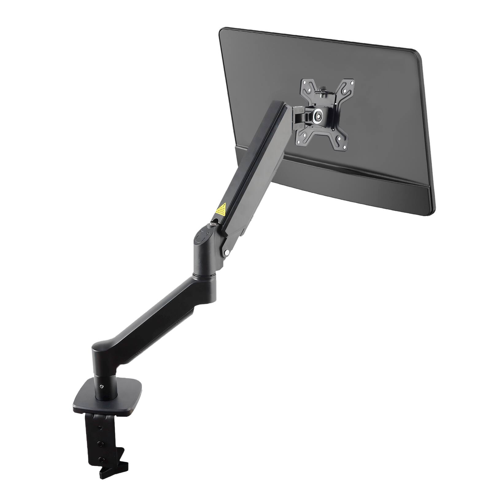 Left. Topteng - Ergonomic Single Monitor Desk Mount–Gas Spring Full Motion Arm for 17-32" Screens,VESA 75/100mm,Reduces Neck&Eye Fatigue - Black.