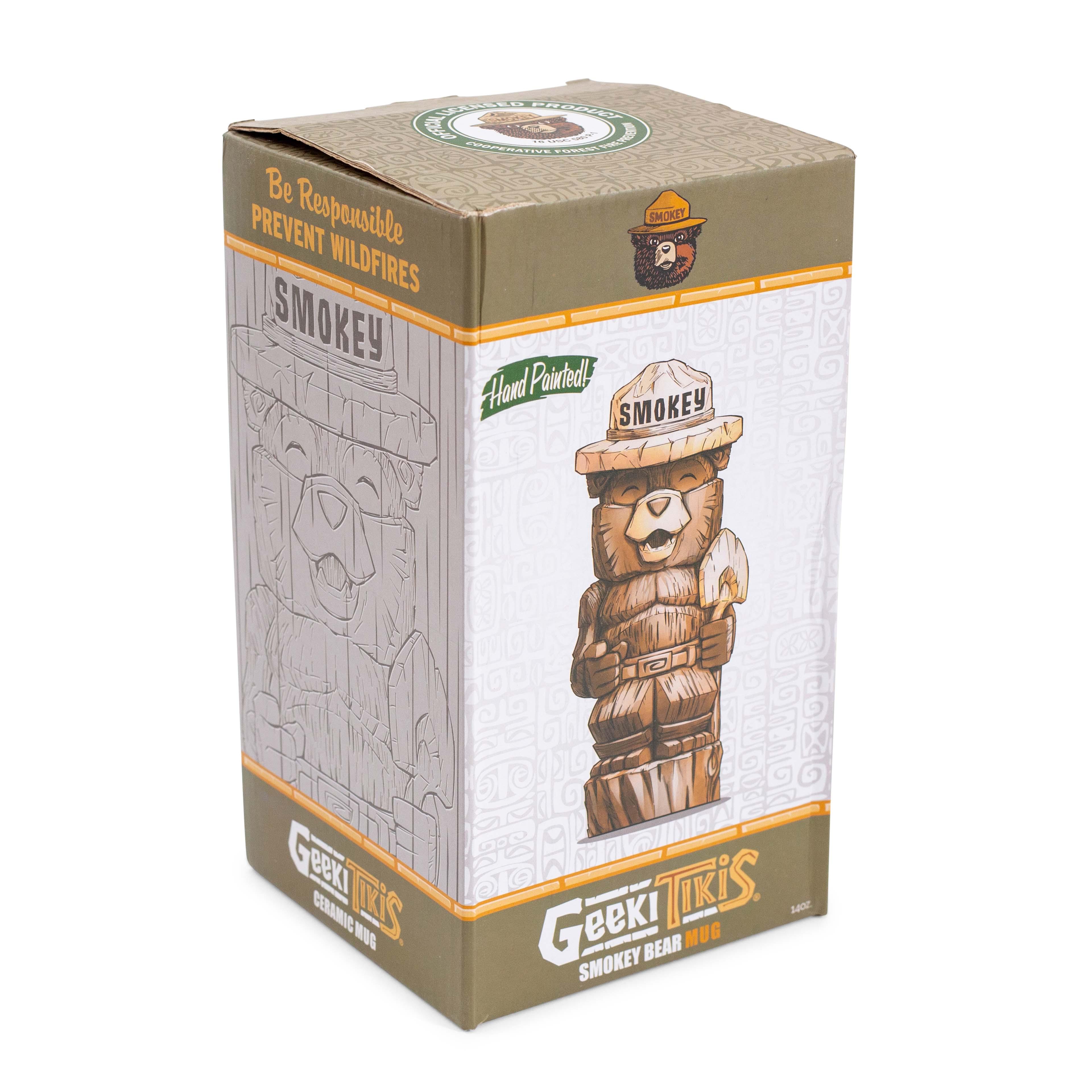 TRAN 16 RATIE | Be Responsible PREVENT WILDFIRES SMOKEY Hand Painted! SMOKEY Geek iS CERAMIC WUG - TIKIS 1a0r Geeki SMOKEY BEAR MUG