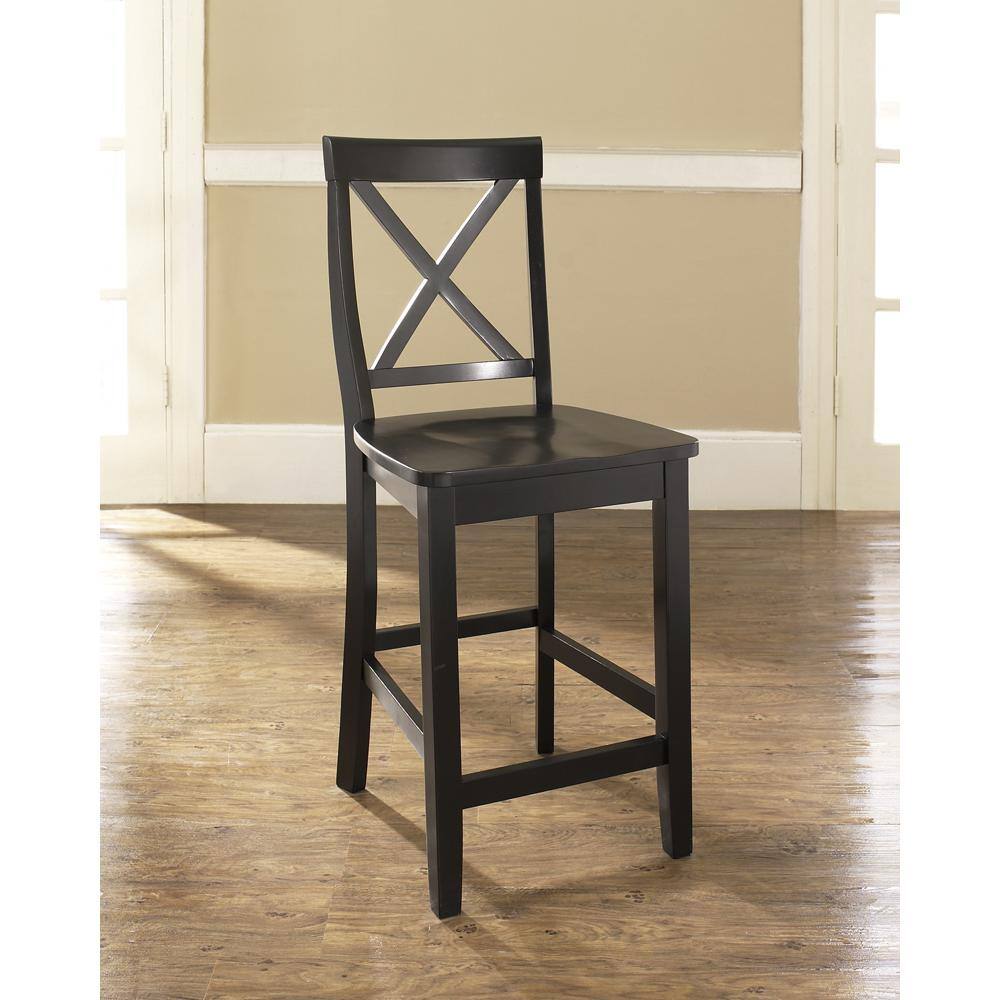 Front. Crosley Furniture - X-Back 2-Piece Counter Height Bar Stool Set - 2 Stools - Black.