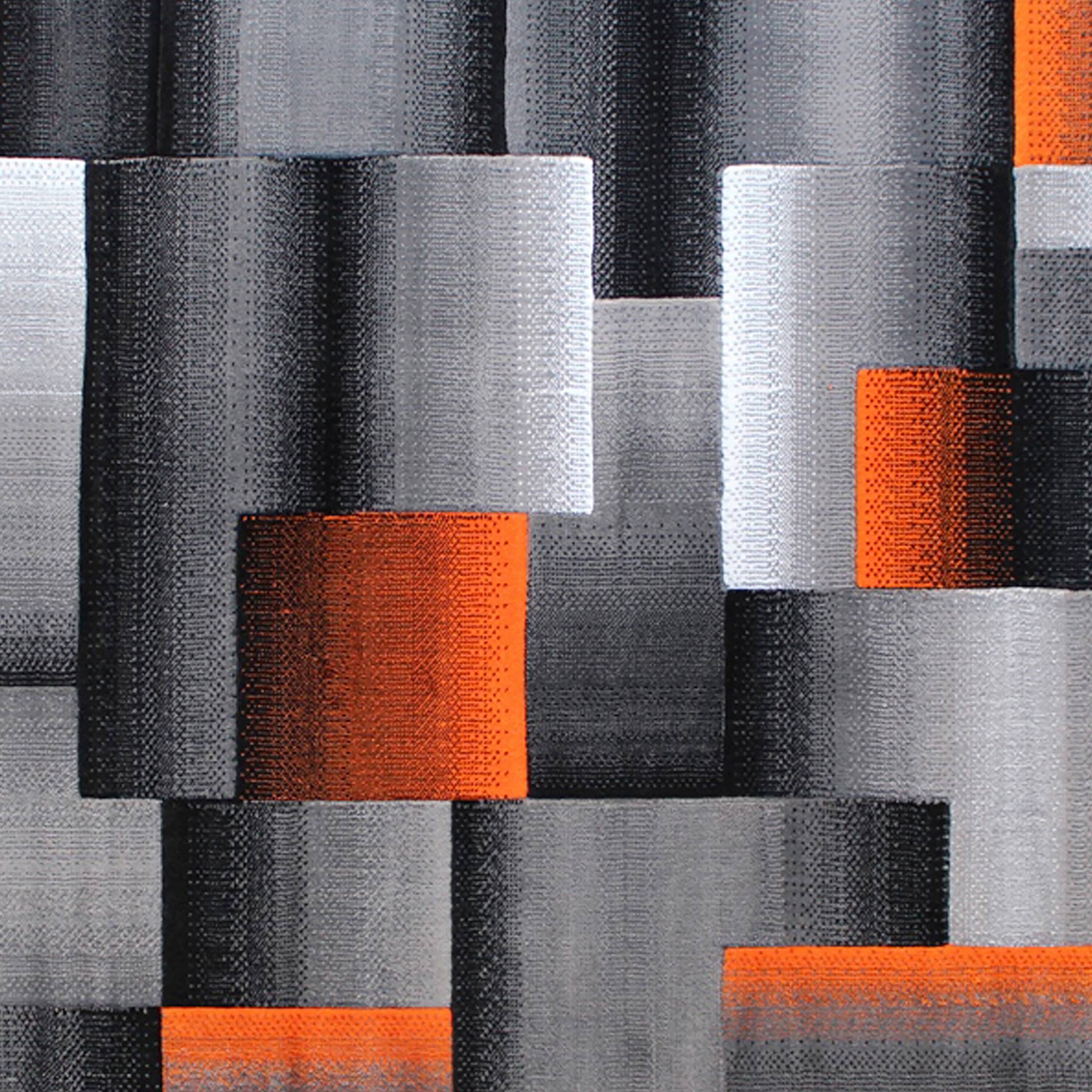 Alt View 5. Emma + Oliver - Malaga Modern Cubist Olefin Accent Runner Rug in Gradient Shades with Natural Jute Backing - Orange.