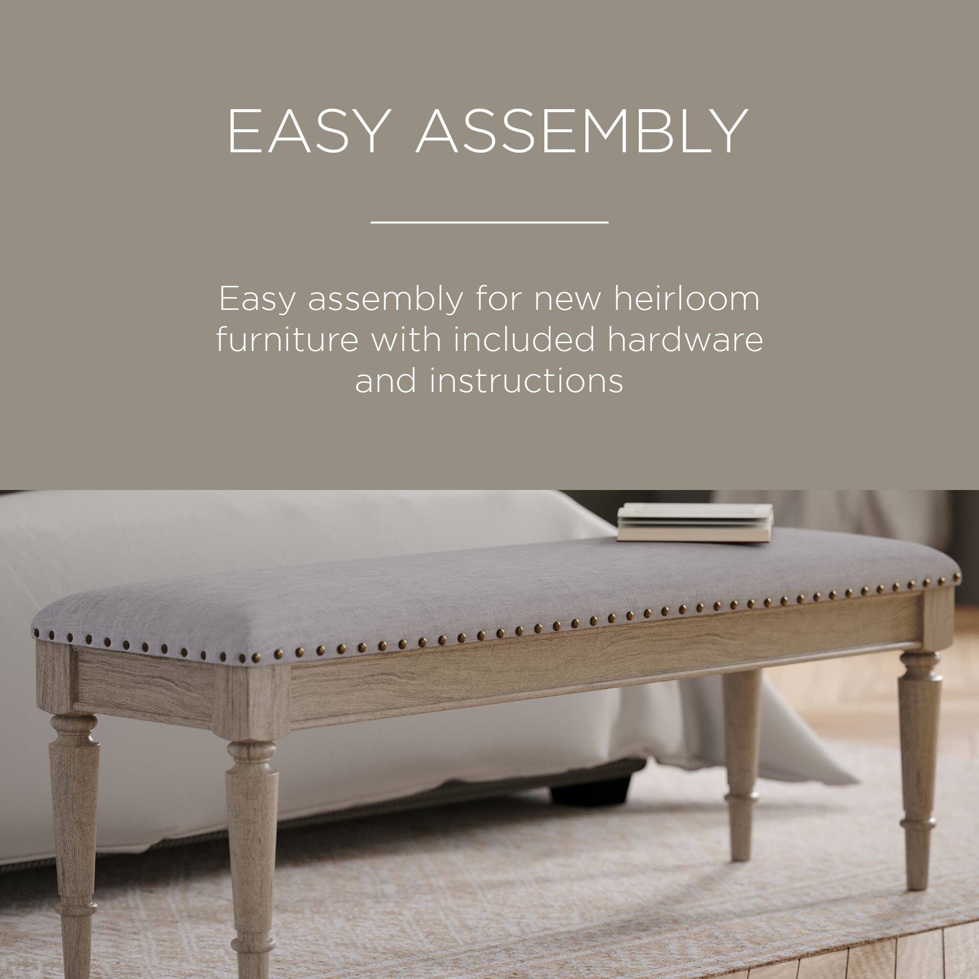 EASY ASSEMBLY

Easy assembly for new heirloom furniture with included hardware and instructions