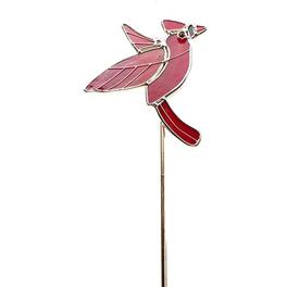 BreeBe - Cardinal Art Glass Garden Stake - Red