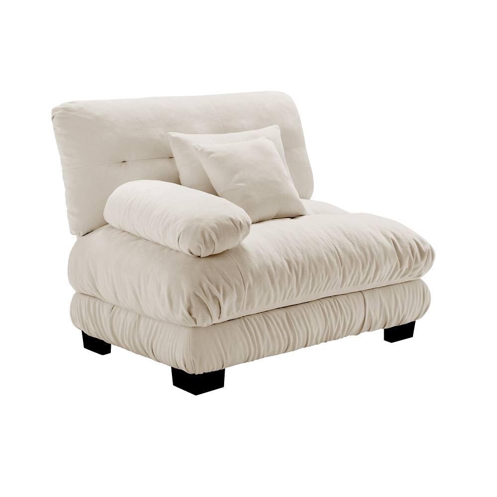 Angle. Loheer - Loheer Light Coffee Chenille Modular Sofa 2 Seater Armless Couch with Pillows Solid Wood Frame for Living Room - Light Coffee.