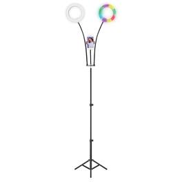 Supersonic - Sc-2710sr Pro Live Stream Double 8-inch Led Selfie Rgb Ring Light With Tripod Stand - Black